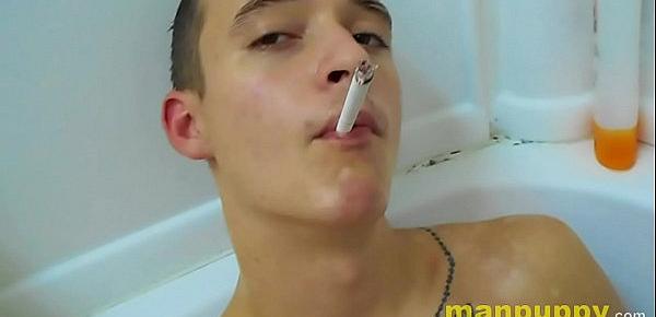  Sketchy Gay Twink Smoking Fetish in Bubble Bath - Tristan Sweet - Manpuppy